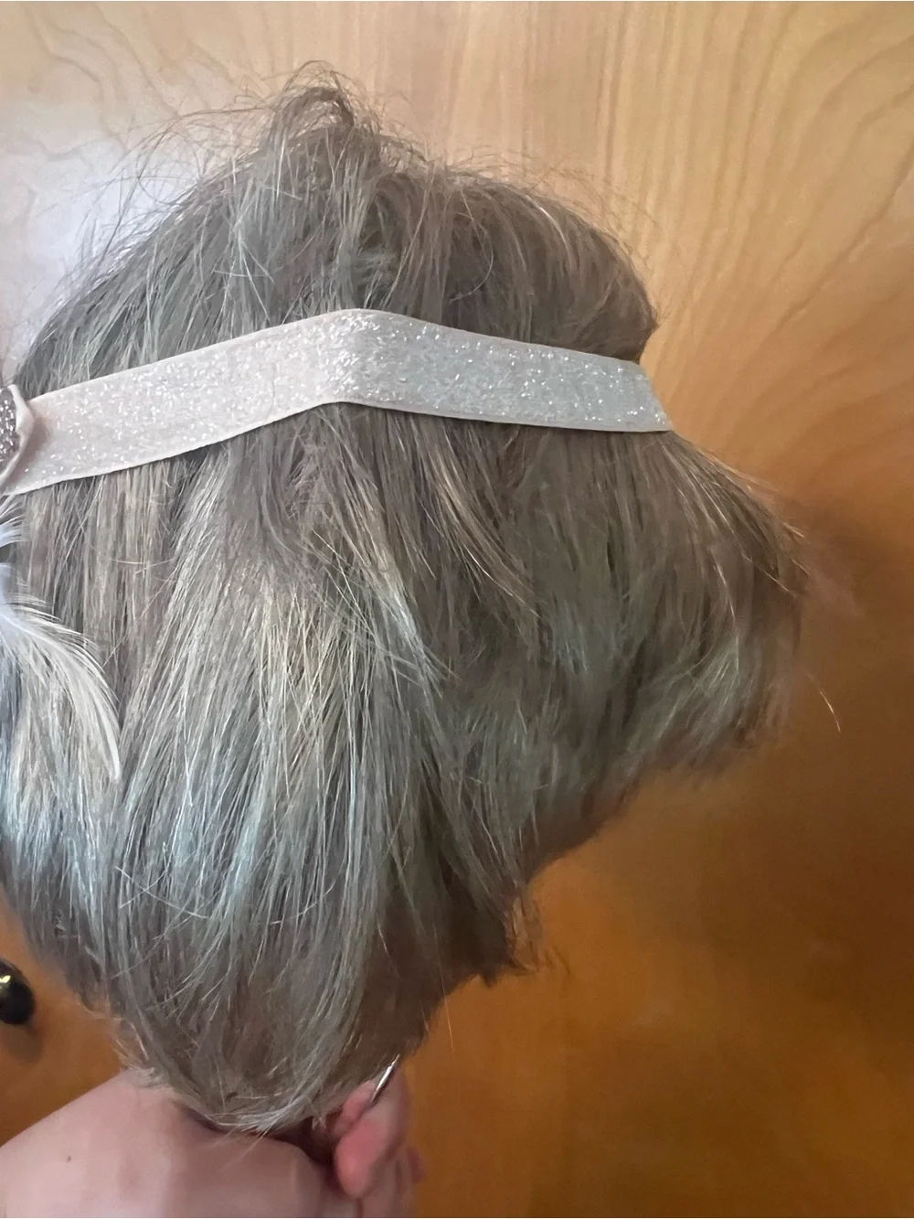 Beaded Feather Bridal Headpiece - Champagne White